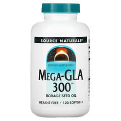 Source Naturals, Mega-GLA 300, Suplemento de aceite de semilla de borraja, 120 cápsulas blandas