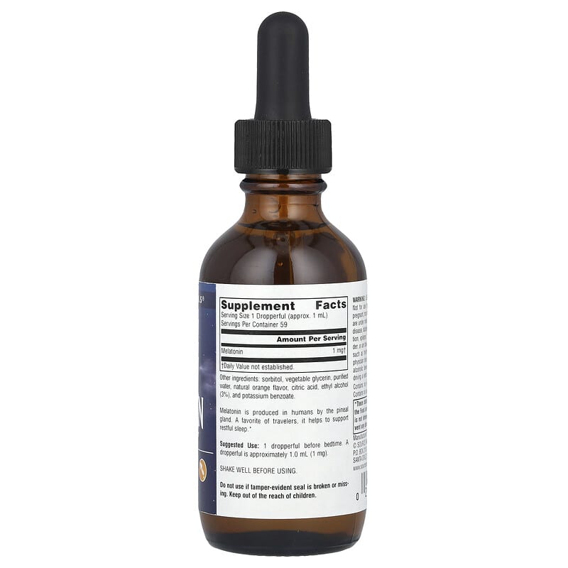 メラトニン、オレンジ、1mg、59.14ml（2液量オンス）