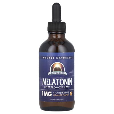 Source Naturals, Sleep Science®, Melatonin, Orange Flavor, 1 mg, 4 fl oz (118.28 ml)