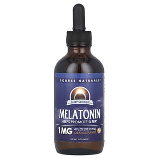 Source Naturals, Sleep Science®, Melatonin, Orange, 1 mg, 118,28 ml (4 fl. oz.)