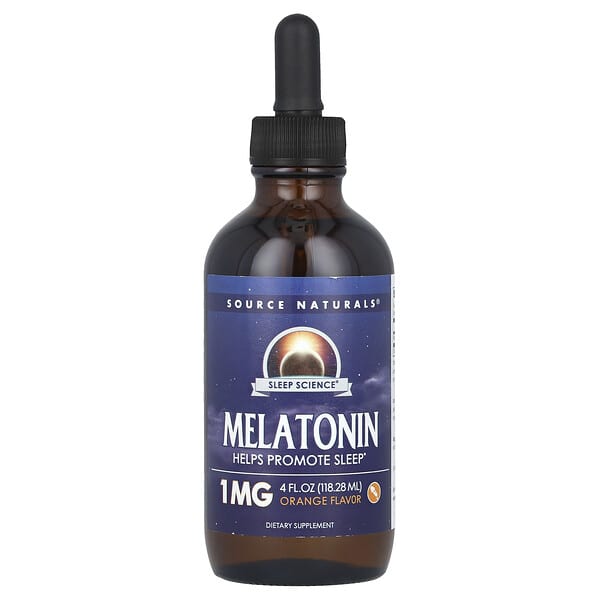 Source Naturals Sleep Science®, Melatonin, Orange, 1 mg, 4 fl oz (118.28 ml)