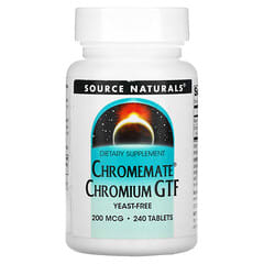 Source Naturals, Chromemate, GTF, хром, 200 мкг, 240 таблеток