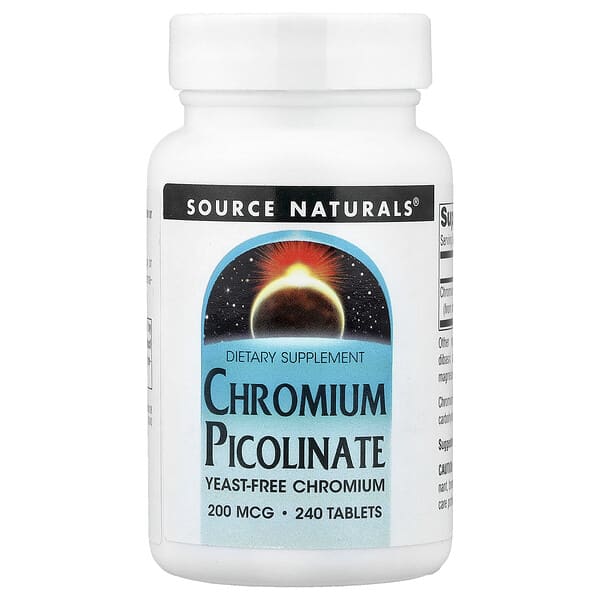 Source Naturals, Πικολινικό χρώμιο, 200 mcg, 240 δισκία