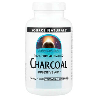 Source Naturals, 100% Pure Activated Charcoal, 200 Vegetarian Capsules (260 mg per Capsule)