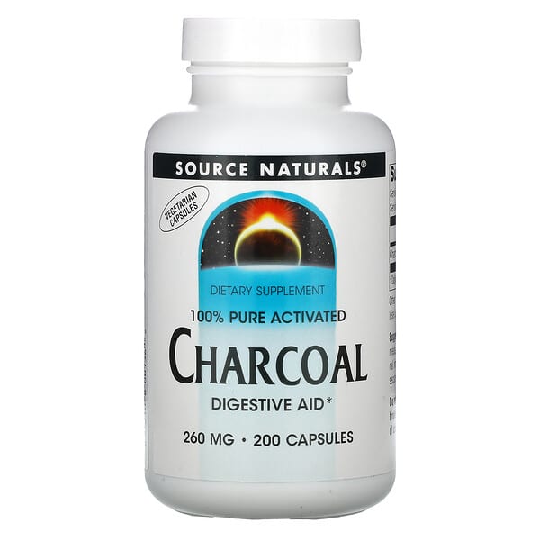 Source Naturals, 100% Pure Activated Charcoal, 260 mg, 200 Capsules