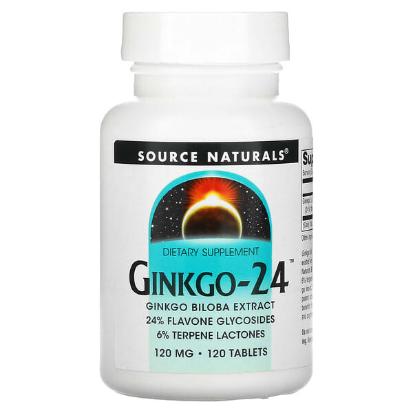 Source Naturals, Ginkgo-24, гинкго билоба,120 мг, 120 таблеток