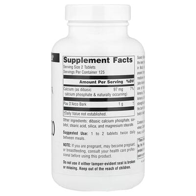 Source Naturals, Pau D'Arco, 500 mg, 250 Tablets