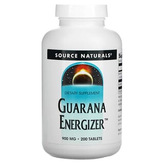 Source Naturals, Guarana Energizer, Suplemento energizante de guaraná, 900 mg, 200 comprimidos