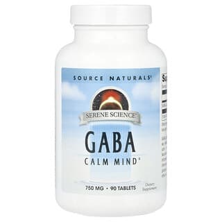 Source Naturals, GABA（γ-アミノ酪酸）、750mg、タブレット90粒