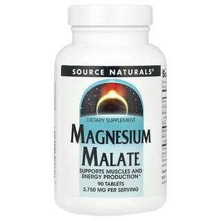 Source Naturals, Malato de Magnésio, 3.750 mg, 90 Comprimidos (1.250 mg por Comprimido)