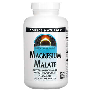 Source Naturals, Malate de magnésium, 3750 mg, 180 comprimés