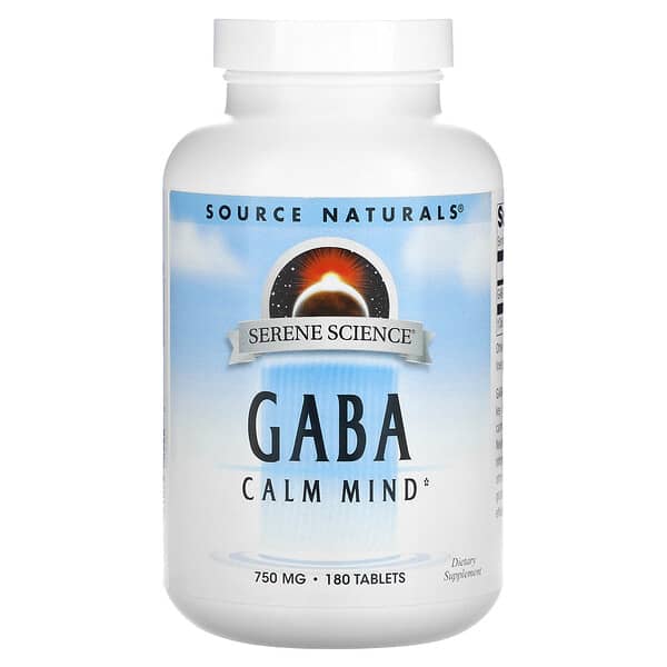 Source Naturals, GABAカームマインド、750mg、タブレット180粒