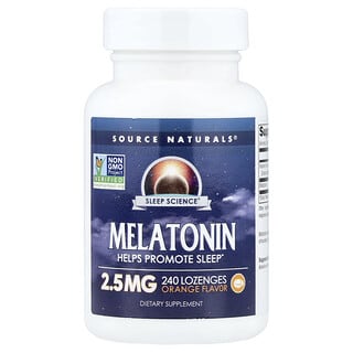 Source Naturals, Melatonina, Laranja, 2,5 mg, 240 Pastilhas