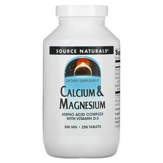 Source Naturals, Cálcio e Magnésio, 300 mg, 250 Comprimidos