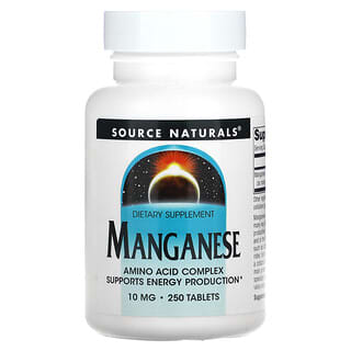 Source Naturals, Manganês, 10 mg, 250 comprimidos