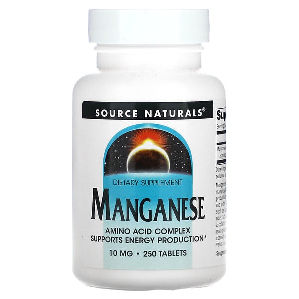 Source Naturals, Manganeso, 10 mg, 250 comprimidos