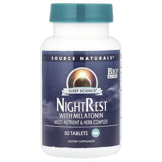 Source Naturals, NightRest™, À base de mélatonine, 50 comprimés