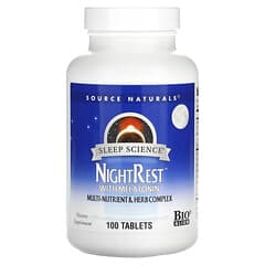 Source Naturals, 朝をすっきりと迎えるためのサポート、メラトニン配合NightRest（ナイトレスト）、100粒