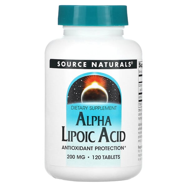Source Naturals, альфа-липоевая кислота, 200 мг, 120 таблеток
