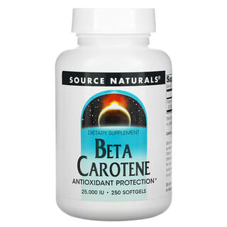 Source Naturals, бета-каротин, 25 000 МЕ, 250 мягких таблеток