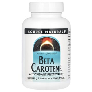 Source Naturals, Бета-каротин, 7500 мкг (25000 МЕ), 250 мягких таблеток