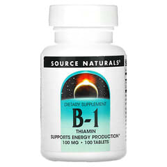 Source Naturals, витамин B1, тиамин, 100 мг, 100 таблеток