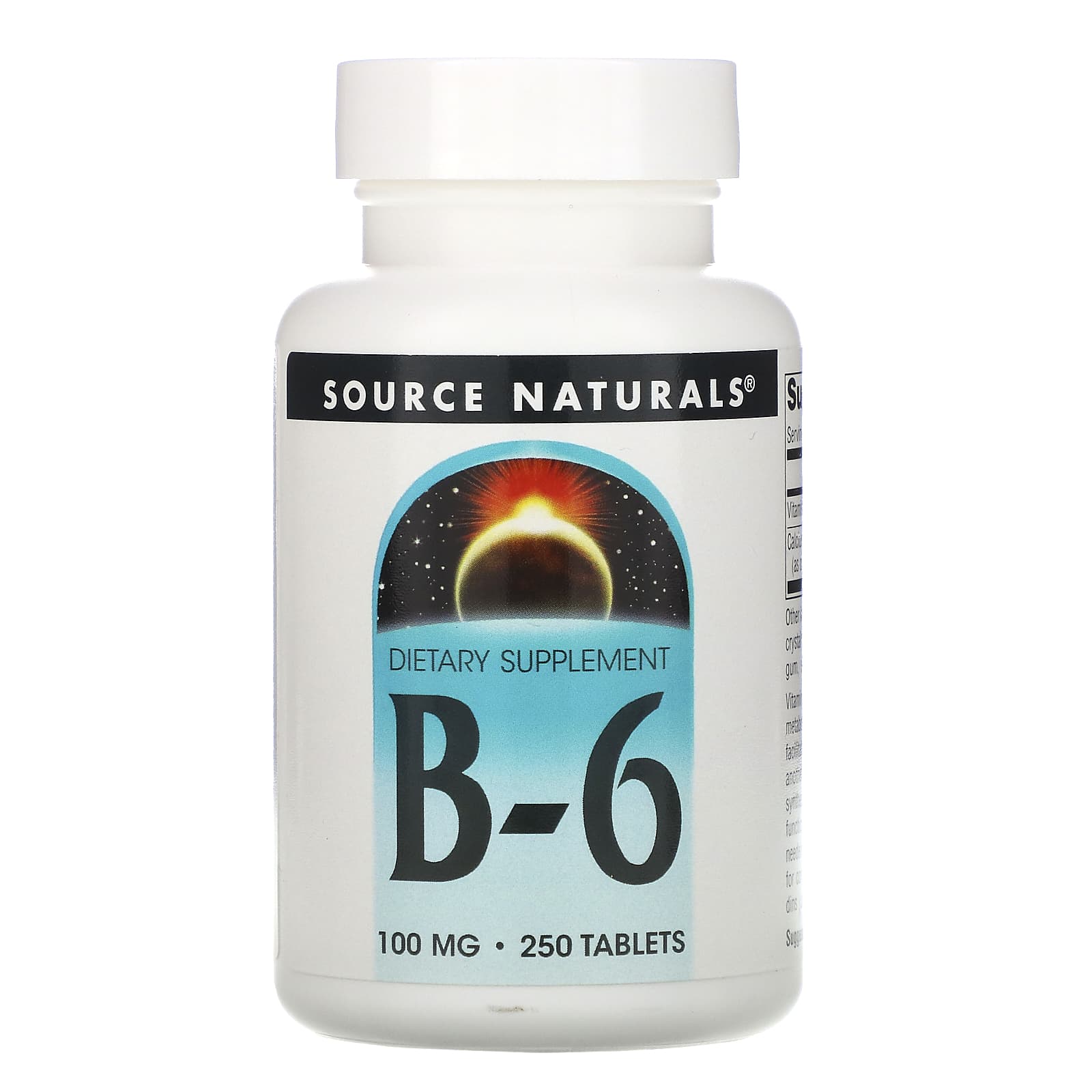 Source Naturals, B-6、 100 mg、 250粒