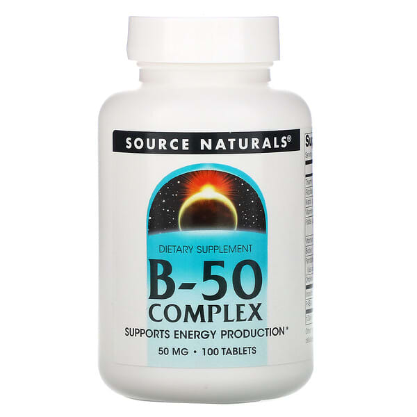 Source Naturals, ビタミンB50コンプレックス、50 mg、100粒
