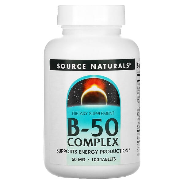 Source Naturals, ビタミンB50コンプレックス、50 mg、100粒