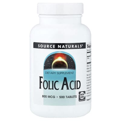 Source Naturals, Folic Acid, 800 mcg, 500 Tablets