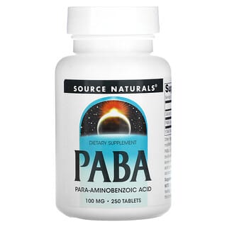 Source Naturals‏, PABA, מכיל 100 מ"ג, 250 טבליות