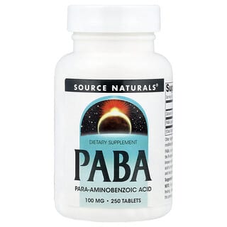 Source Naturals, PABA, 100 mg, 250 tabletta