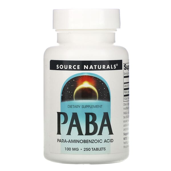 Source Naturals（ソースナチュラルズ）, PABA、100mg、250粒