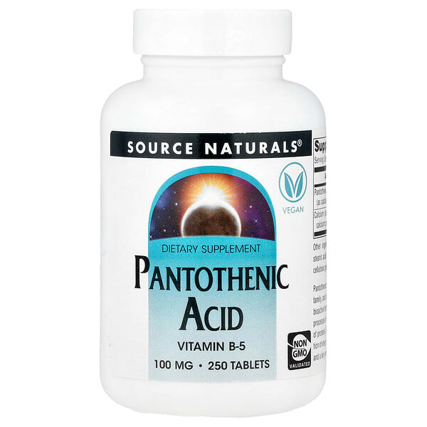 Source Naturals, Asid Pantotenik, 100 mg, 250 Tablet