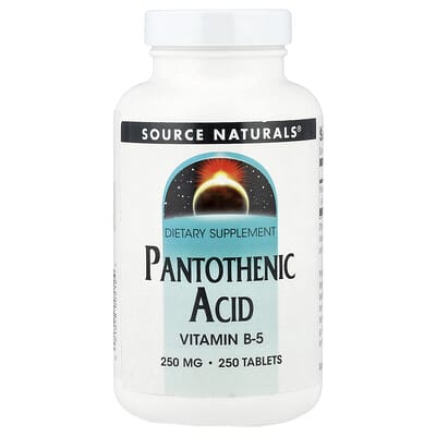 Source Naturals, Pantothenic Acid (Vitamin B-5) Supplement, 250 mg, 250 Tablets