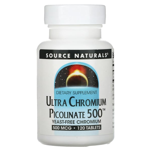 Source Naturals, ультра пиколинат хрома 500, 500 мкг, 120 таблеток