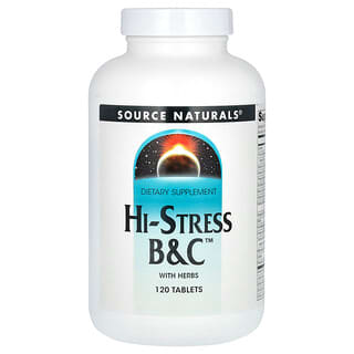 Source Naturals, Hi-Stress B&C, витамины B и C с травами, 120 таблеток