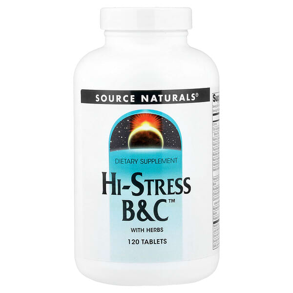Source Naturals, Hi-Stress B&C™ із травами, 120 таблеток