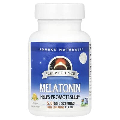 Source Naturals, Sleep Science® Melatonin, Orange Flavor, 5 mg, 50 Lozenges