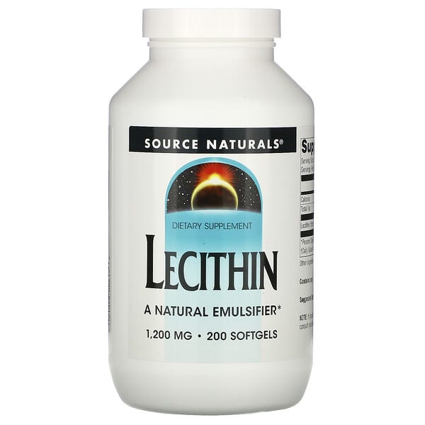 Source Naturals, Lécithine, 1 200 mg, 200 capsules molles