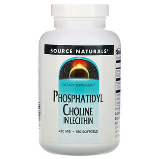 Source Naturals, 卵磷脂中的磷脂醯膽鹼，420 毫克，180 粒軟膠囊