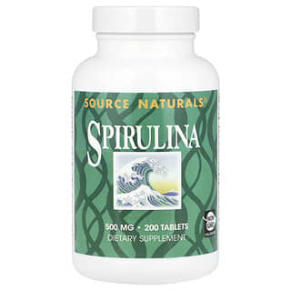 Source Naturals, Спирулина, 500 mg, 200 таблетки