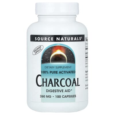 Source Naturals, Whole Activated Charcoal, 520 mg, 100 Capsules (260 mg per capsule)