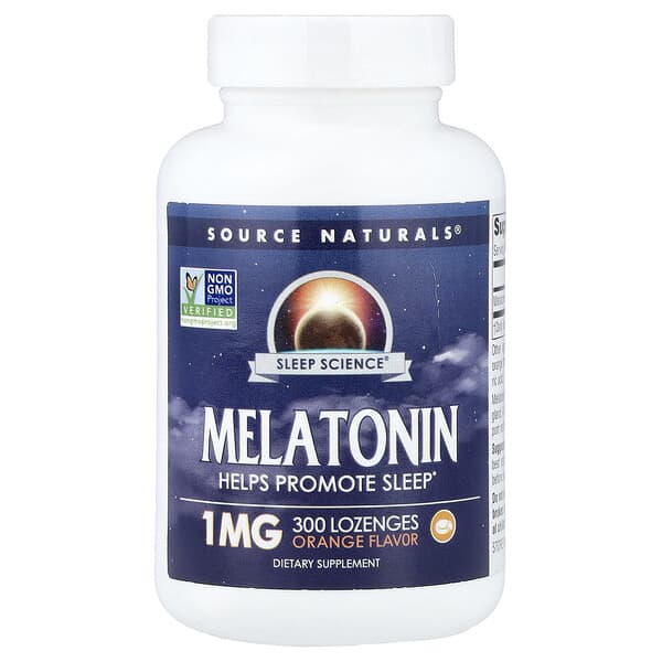 Source Naturals, Sleep Science®, 멜라토닌, 오렌지, 1mg, 사탕 정제 300정