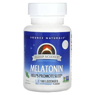 Source Naturals, Mélatonine, Menthe poivrée, 1 mg, 100 pastilles