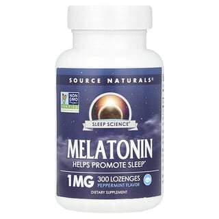 Source Naturals, Sleep Science®, Melatonin, Pfefferminze, 1 mg, 300 Lutschtabletten