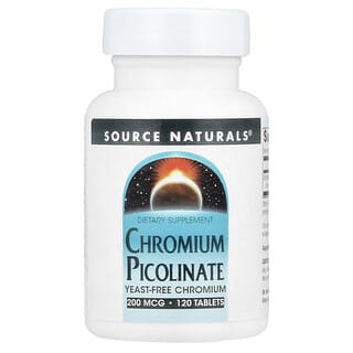 Source Naturals, Picolinate de chrome, 200 µg, 120 comprimés