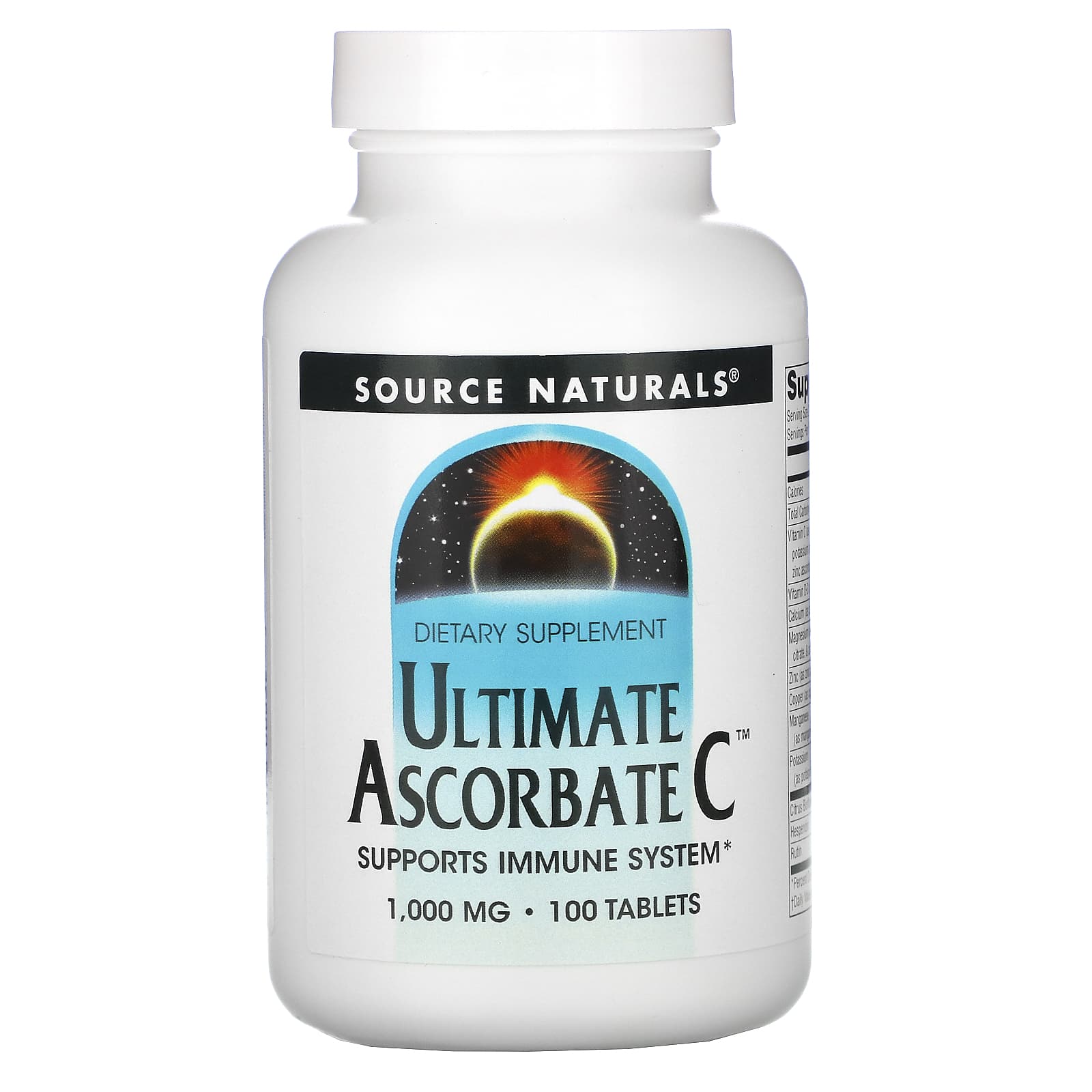 Source Naturals, Ultimate Ascorbate C（アルティメットアスコルベートC）、1,000mg、100粒