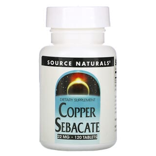 Source Naturals, Cobre sébacate, 22 mg, 120 tabletas