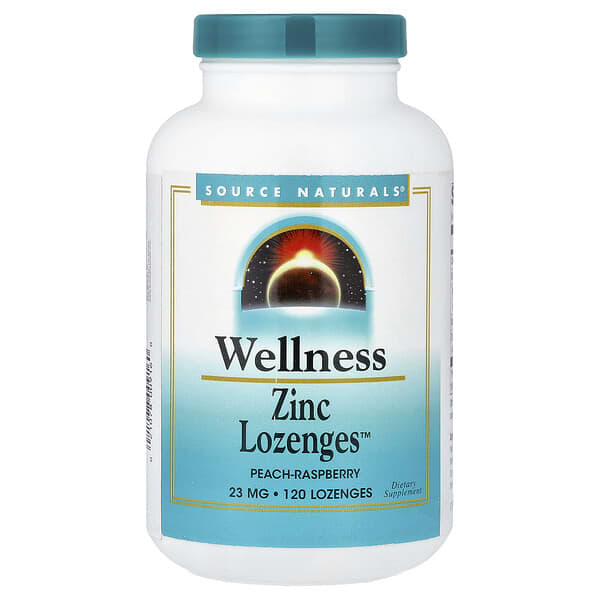 Source Naturals Wellness Zinc Lozenges™, Peach-Raspberry, 120 Lozenges